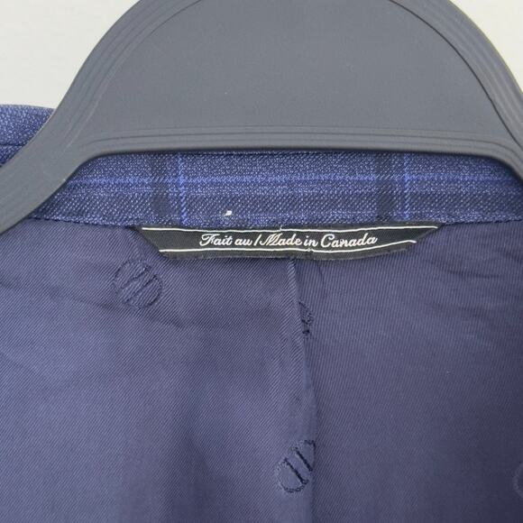 David Donahue Sport Coat Mens 44L Blue Plaid Connor Wool Dinner Jacket Yacht - Picture 8 of 13